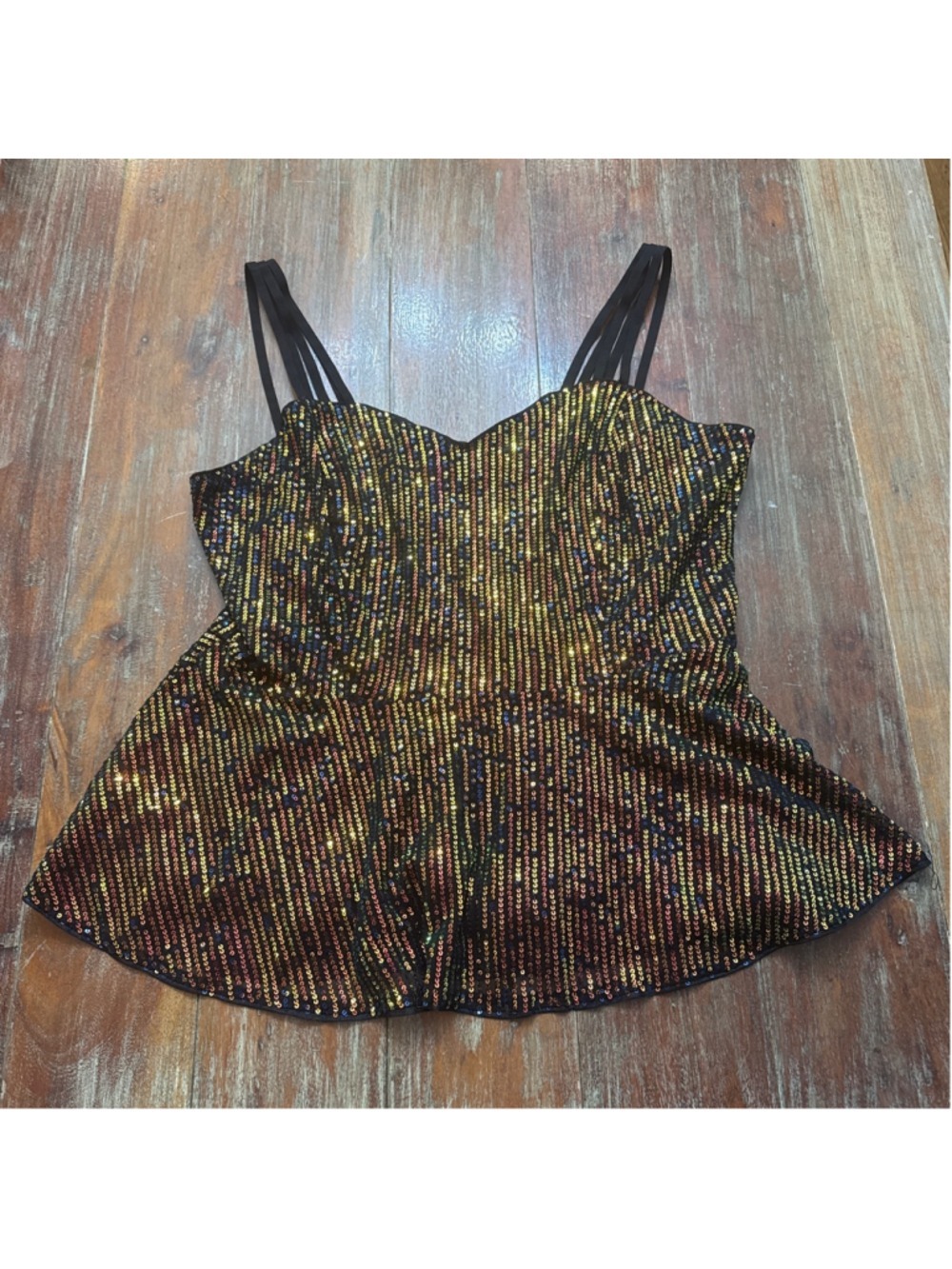 Grace Karin Sequin Peplum Cami Top 2XL Iridescent